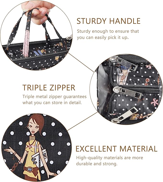 Vercord Patterned Purse Handbag Tote Pocketbook Bag Organizer Insert with Zipper Handle for Women Large Beauty