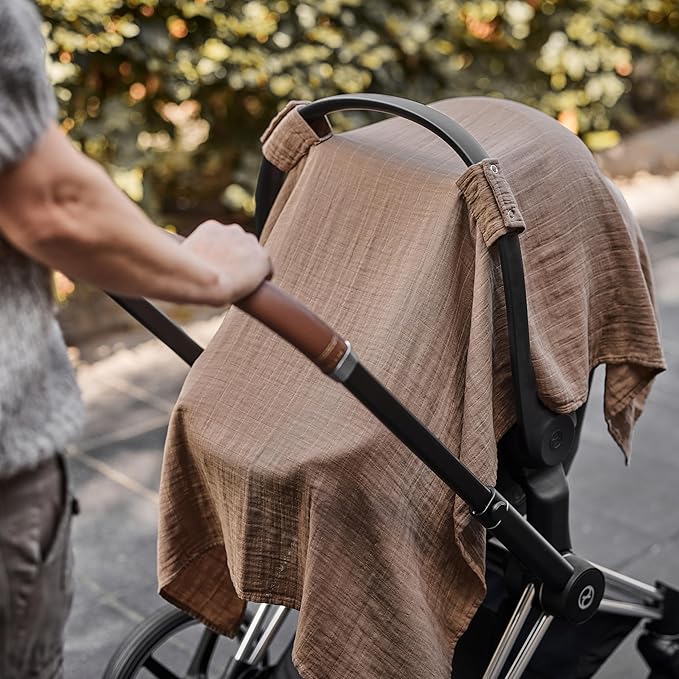 Car Seat Cover Baby - Organic Muslin Cotton - Carseat Canopy - 43" x 32" 2-Pack (Soft Grey/Natural)
