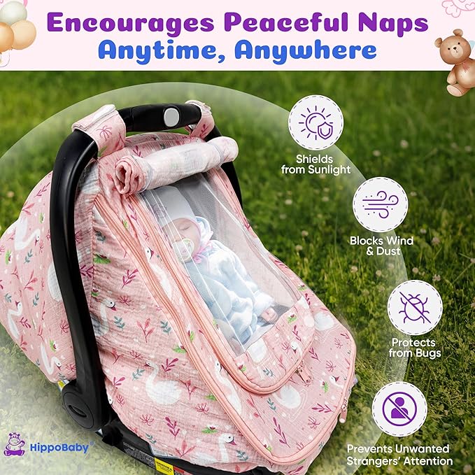 Car Seat Cover for Babies with 100% Cotton Muslin Material | Breathable Carseat Cover for Boys and Girls | Infant Car Seat Canopy for Boys and Girls (Arrows)