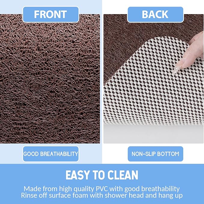 Hargiis Non-Slip Bathtub Mat, Anti Slip Shower Mat, Fast Drying Bathtub Mats, Foot Scrubber Mat, Anti Slip Mat for Tub, Floor, Bathroom, Kitchen, Home, Hotel (Brown 24"×16")