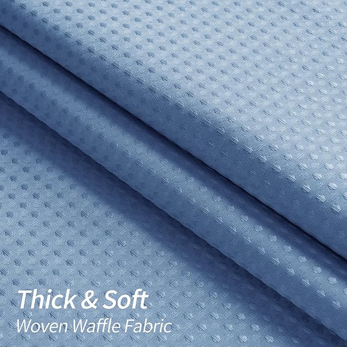 MitoVilla Extra Long Shower Curtain 72 x 84, Blue 84 inch XL Waffle Fabric Shower Curtains for Modern Luxury Bathroom Decor, Waffle Weave Textured Weighted Shower Curtain 84 inch, Moonlight Blue