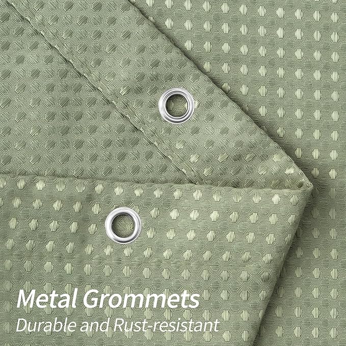 MitoVilla Sage Green Waffle Fabric Shower Curtain, Heavyweight Cloth Shower Curtains for Modern Hotel Bathroom Decor, Waterproof & Wrinkle Resistant, 72 x 72