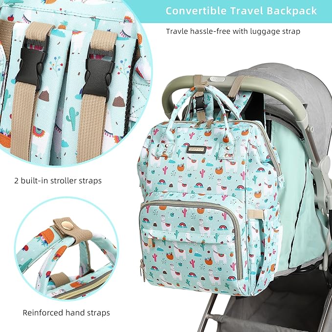 GAIVP Diaper Bag Backpack, Diaper Bags for Baby Girls Boys, Baby Bags for Moms Dads, Nappy Changing Bag with Insulated Pockets,Multi-functional Waterproof Backpack with Stroller straps-Green