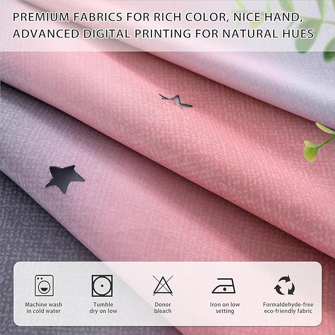 XiDi Dream Star Blackout Curtains for Kids Rooms Girl Princess Curtain for Daughter Bedroom Window (Pink Grey, W52 X L96)