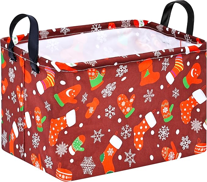 MAIZMZ Christmas Basket for Kids Gifts Snowman Storage Baskets Collapsible Nursery Hamper Waterproof Clothes Toy Bin Book Shelf Gift Basket Cube Xmas Party Decor