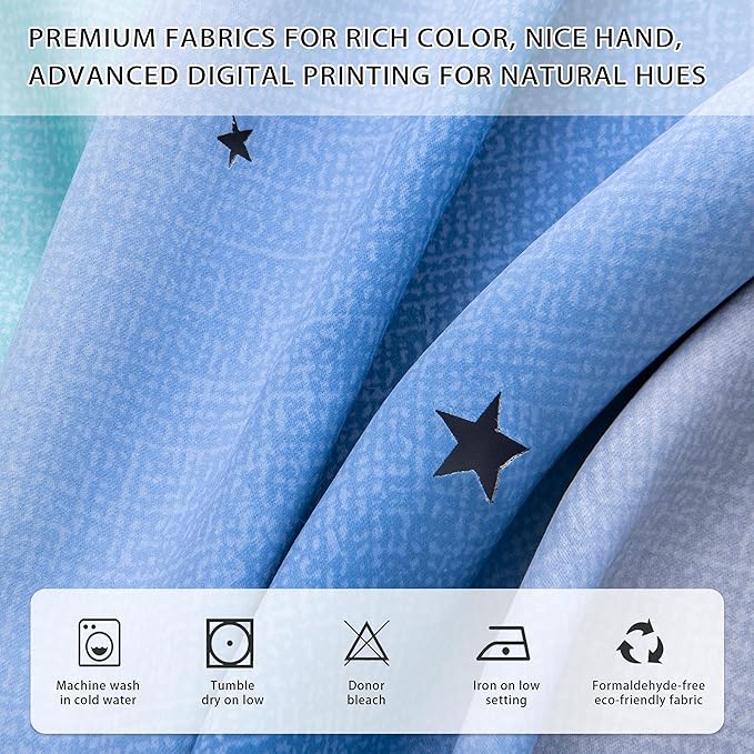 XiDi Girls Curtains for Bedroom 96 Inches Long 2 Panels Blue Green Grey Ombre Rainbow Blackout Grommet Curtains for Little Girl Kids Room Decor Living Room, Princess Unicorn Wall Decals Drapes 52x96