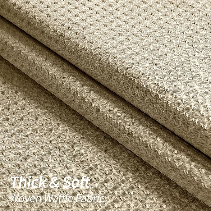 MitoVilla Waffle Small Stall Shower Curtain 36 x 72, Tan Half Size Shower Curtain, Fabric Narrow Shower Curtains for Bathroom Decor, 36 inch Waffle Weave Shower Curtain Set with Hooks, Taupe