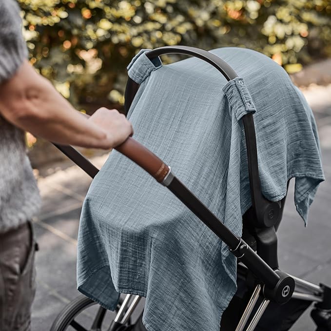 Car Seat Cover Baby - Organic Muslin Cotton - Carseat Canopy - 43" x 32" (Tradewinds)