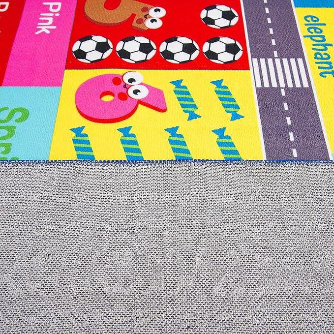 HOMORE Kids Educational Rug, Kids Collection Area Rug for Learning Alphabet, Numbers, Colors, Season and Animal Words, Playmat for Classroom Playroom, 4x6 Feet