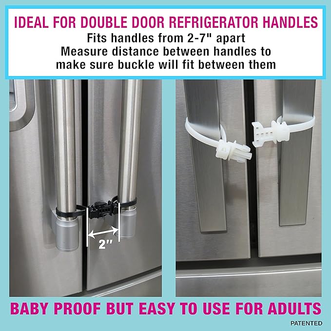 Baby Safety Cabinet Locks for Handles Child Safety Cabinet Latches for Home Safety Strap for Baby Proofing Cabinets Kitchen Door RV No Drill No Screw No Adhesive /4 Pack (White)