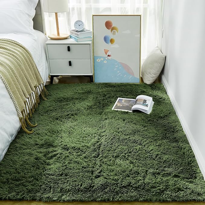 Ophanie Area Rugs for Bedroom Living Room,Color Grey Green,Size 3' x 5',Shape Rectangular