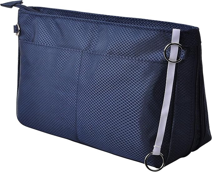 Vercord Expandable Nylon Handbag Purse Organizer Insert Liner Shaper Bag in Bag Navy Medium