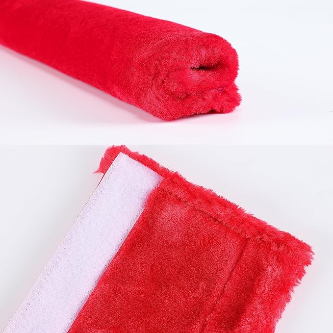 Amooca Soft Faux Fur Universal Fit Seatbelt Cover Car Truck SUV Airplane Seat Belt Shoulder Pad for Carmera Backpack Straps Neck Cushion Protector Extra Long 25.6in Red