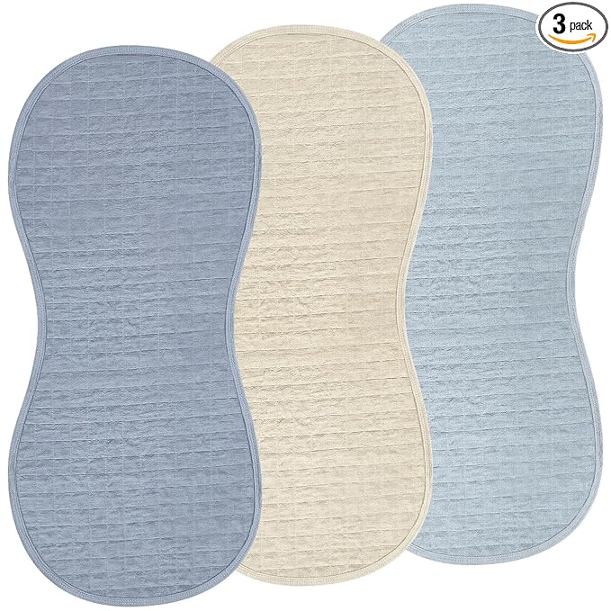 Hahafelt 3 Pcs Changing Pad Liners Fits in Peanut Shape Changing Pad Waterproof Diaper Mats Organic Cotton Peanut Mats are Warm on a Baby's Back, Washable Reusable(Elegant Style,Blue)