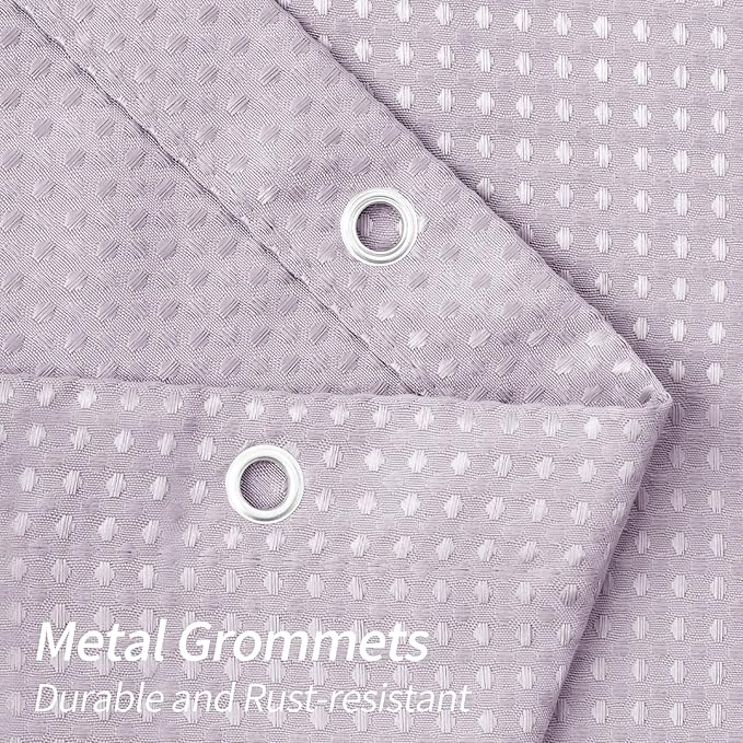 MitoVilla Purple Waffle Small Stall Shower Curtain 36 x 72, Half Size Fabric Narrow Shower Curtains for Bathroom Decor, 36 inch Weighted Shower Curtain Set with Plastic Hooks, Lavender