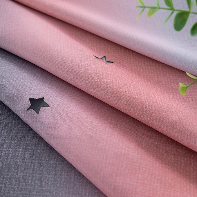 XiDi Curtains for Bedroom Decor, Rainbow Pink-Grey-52-45