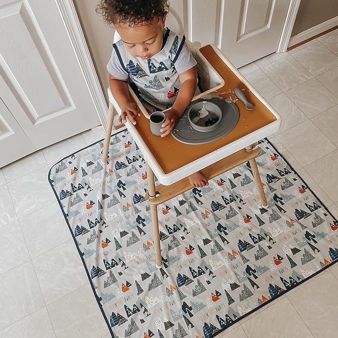 BapronBaby Adventure Awaits Splash Mat - Waterproof Catch-All for Under High Chairs, Floors, Tables, Playtime or Arts & Crafts - Machine Washable - 45" x 45”