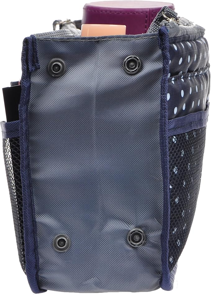 Vercord Purse Organizer Insert for Handbags Bag Organizers Inside Tote Pocketbook Women Nurse Nylon 13 Pockets Navy Blue Dot Small