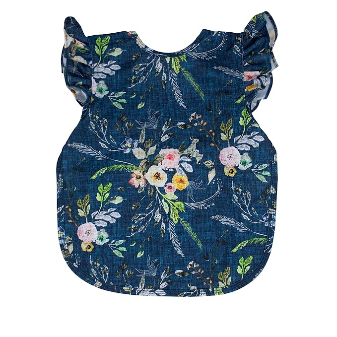 BapronBaby Flutter Boho Floral Bapron - No Neck Tie Safer Bib for Baby & Toddler - Soft Waterproof Stain Resistant - Machine Washable - Sz Preschool 3-5yrs