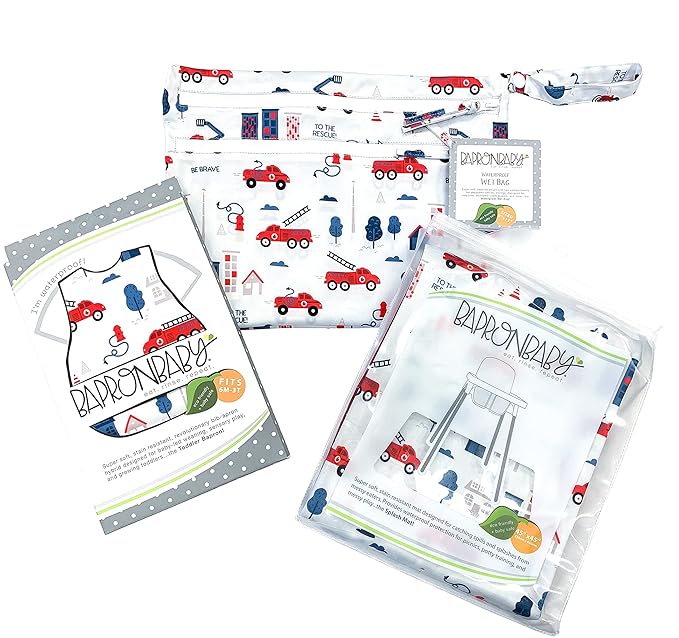 BapronBaby Be Brave Firefighter Splash Mat - Waterproof Catch-All for Under High Chairs, Floors, Tables, Playtime or Arts & Crafts - Machine Washable - 45" x 45”