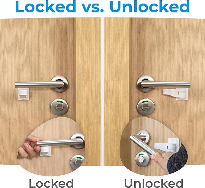 6-Pack Door Lever Lock for Child Safety - Baby Proofing - Child Proof Handle Locks