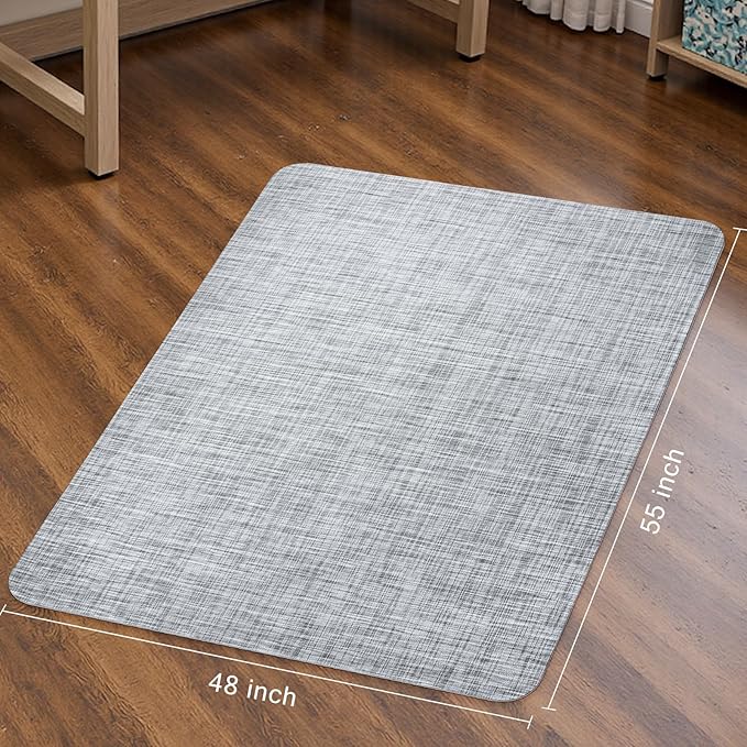 Sycoodeal Office Chair Mat for Hardwood & Tile Floor,Computer Gaming Chair Mat for Rolling Chairs Non-Curve, Anti-Slip, Heavy Duty Floor Protector for Home Office,Grey (48" x 55")