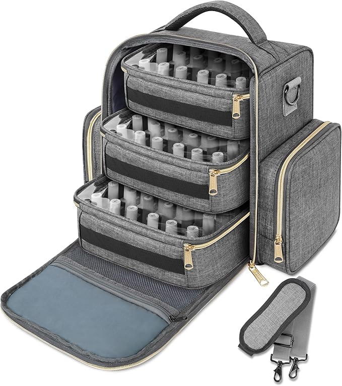 YOREPEK Nail Polish Organizer Holds Up to 72 Bottles (15ml - 0.5 fl.oz) and Nail Lamp, Nail Polish Storage with 3 Removable Pouches & Multiple Storage Sections for Manicure Set, Gift for Manicurist
