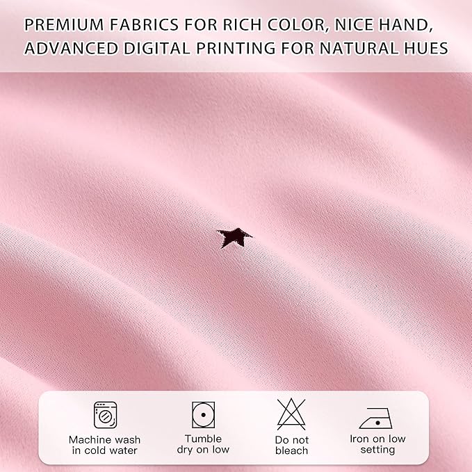 XiDi Pink Blackout Curtains with Sheer Overlay Mix and Match Double Layer 80% Room Darkening Window Treatment Set for Girls Bedroom Living Room Pink Star Drapes with Tiebacks Grommet Top 34" Wx96 Lx2