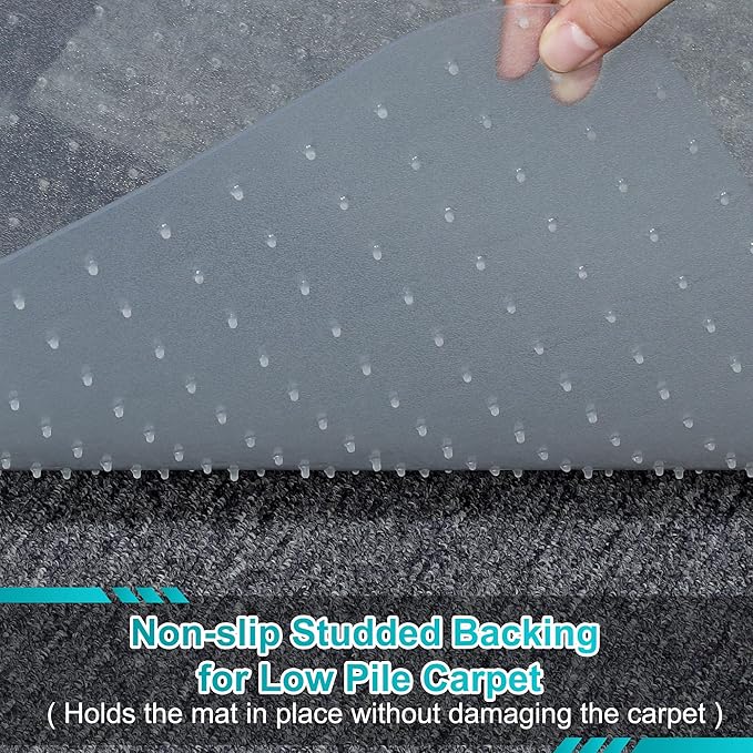 2 Pack Office Chair Mat for Carpets, 48'' x 60'' Clear Floor Mat for Carpeted Floors, Thick and Sturdy Carpet Protector with Grips, Easy Glide and Flat Without Curling