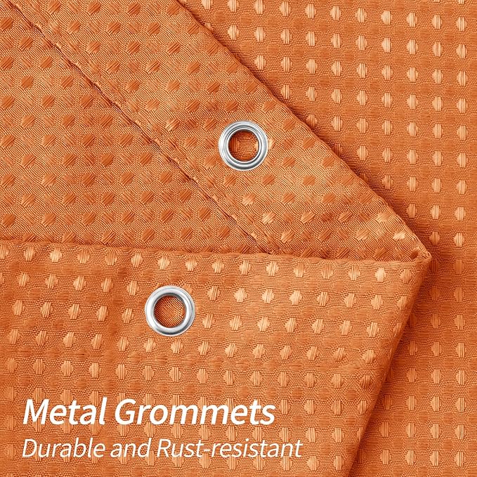 MitoVilla Orange Waffle Fabric Shower Curtain, Heavy Waffle Weave Textured Shower Curtains for Modern Luxury Bathroom Decor, Weighted Hotel Spa Shower Curtain, 72 x 72, Burnt Orange