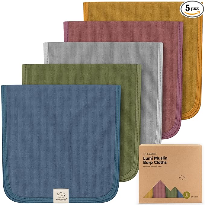 KeaBabies Cotton Muslin Burp Cloths Baby Boy, Girl - 5-Pack Soft & Absorbent Burping Cloth for Babies, Large Baby Towels & Washcloths for Newborn, Spit Up Rags, No Shrink, 20x10" (Corals)