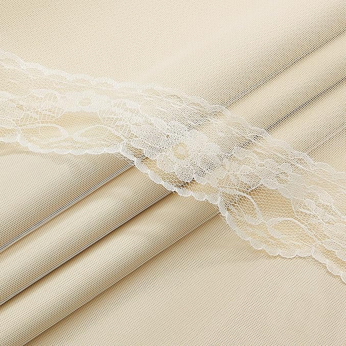 XiDi Beige Curtains with Sheer Overlay for Bedroom 100% Blackout Curtains 84 Inches Long for Living Room 2 Panels Light Block Soundproof Mix and Match Double Layer Window Drapes Grommet W52 x L84