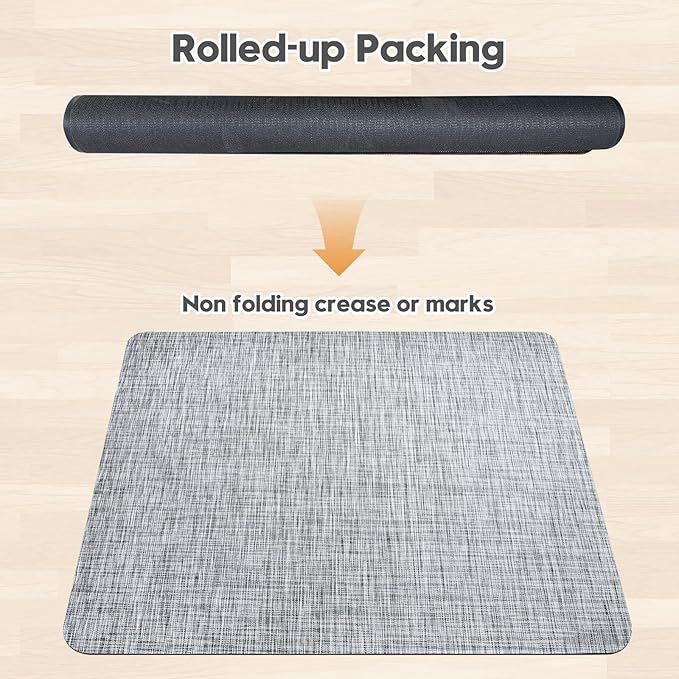 Sycoodeal Office Chair Mat for Hardwood & Tile Floor,Computer Gaming Chair Mat for Rolling Chairs Non-Curve, Anti-Slip, Heavy Duty Floor Protector for Home Office,Grey (48" x 60")