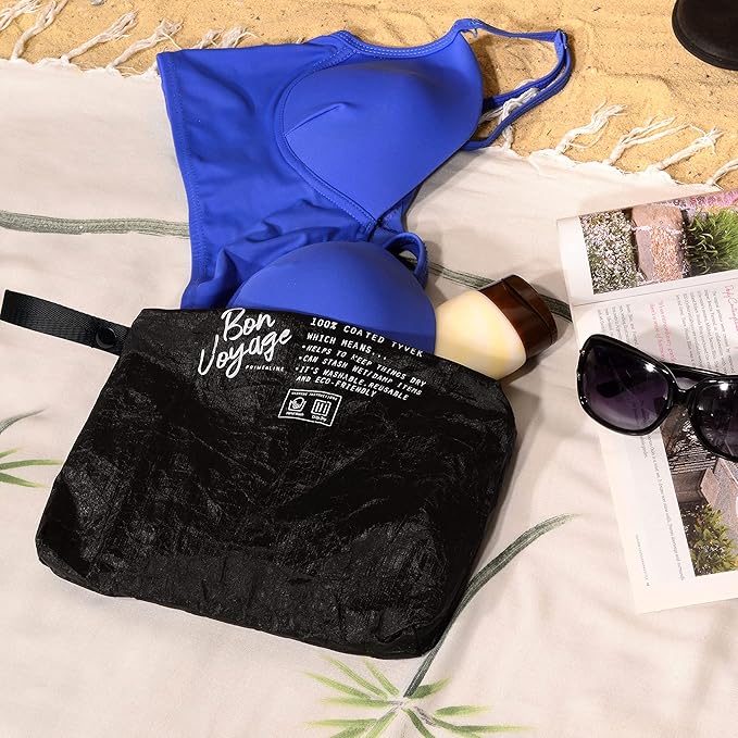 Rolling Nomad Tyvek Zippered Pouch, Wet Swimsuit Bags, Wet & Dry Reversable Pouch, Travel, Toiletry, Pool, Beach Essentials, Waterproof, Summer Must Haves, 11.5x8.5x2 Inch, (Medium)