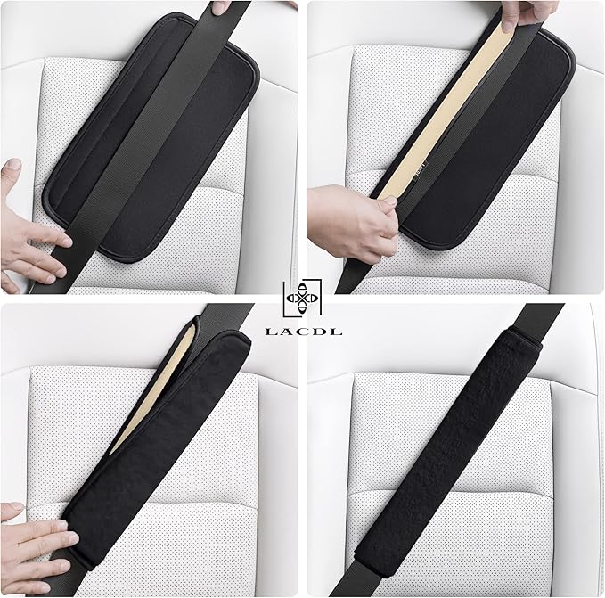 LACDL Extra Long Seatbelt Cover Super Soft Furry for Adults Kids Women & Men, Thick Plush Full Car Seat Belt Strap Cushion, Fluffy Shoulder Pad Protector, Auto Interior Accessories, 1pc, Black, 33.5in