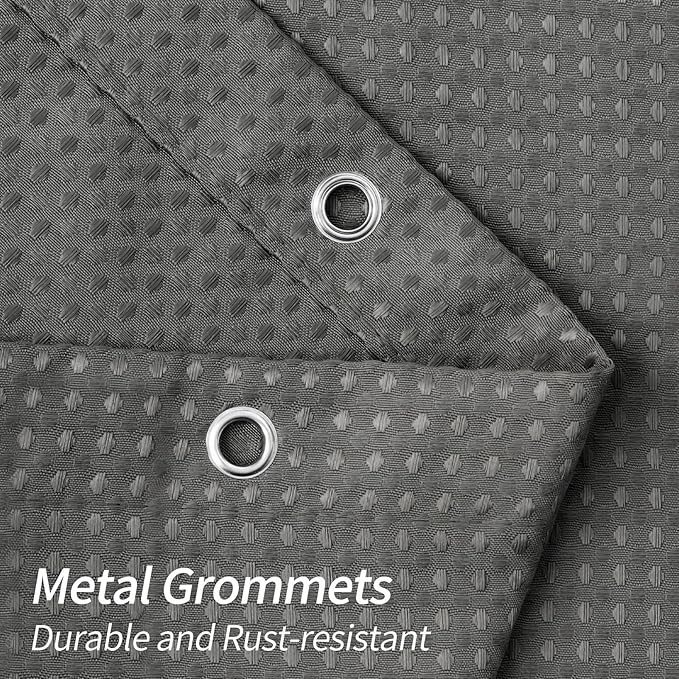MitoVilla Extra Long Shower Curtain 72 x 84, Grey 84 inch XL Waffle Fabric Shower Curtains for Modern Luxury Bathroom Decor, Waffle Weave Textured Weighted Shower Curtain 84 inch, Charcoal Grey