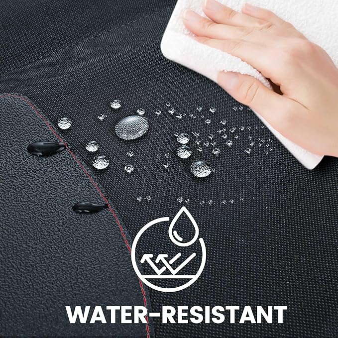 PIDO Car Seat Protector for Child Car Seat, 2 Pack Carseat Protectors with Thick Padding and Non-Slip Backing, Protective Cover Mat for Vehicle Leather Upholstery (Black/Red)