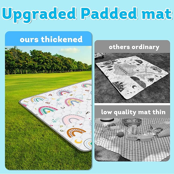 Baby Play Mat，Thick Soft 50" X 50" Playpen mat, Non-Slip and Machine Washable Baby Play Mats for Floor ，Crawling Mat for for Babies, Toddlers & Infants to Play and Learn (Rainbow)