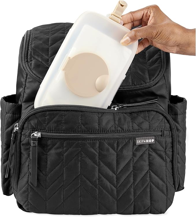 Skip Hop Baby Wipes Dispenser Case, Holds Up to 40 Wipes, Grab & Go Travel Wipe Holder with Snug Seal, Oat