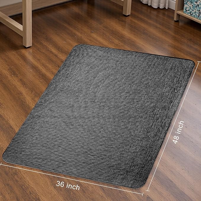 Sycoodeal Office Chair Mat for Hardwood & Tile Floor,Computer Gaming Chair Mat for Rolling Chairs Non-Curve, Anti-Slip, Heavy Duty Floor Protector for Home Office,Black (36" x 48")