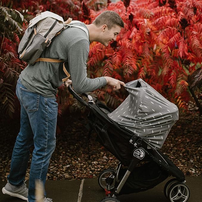 Parker Baby 4 in 1 Car Seat Cover for Girls and Boys - Stretchy Carseat Canopy, Nursing Cover, Grocery Cart Cover, High Chair Cover - Gray
