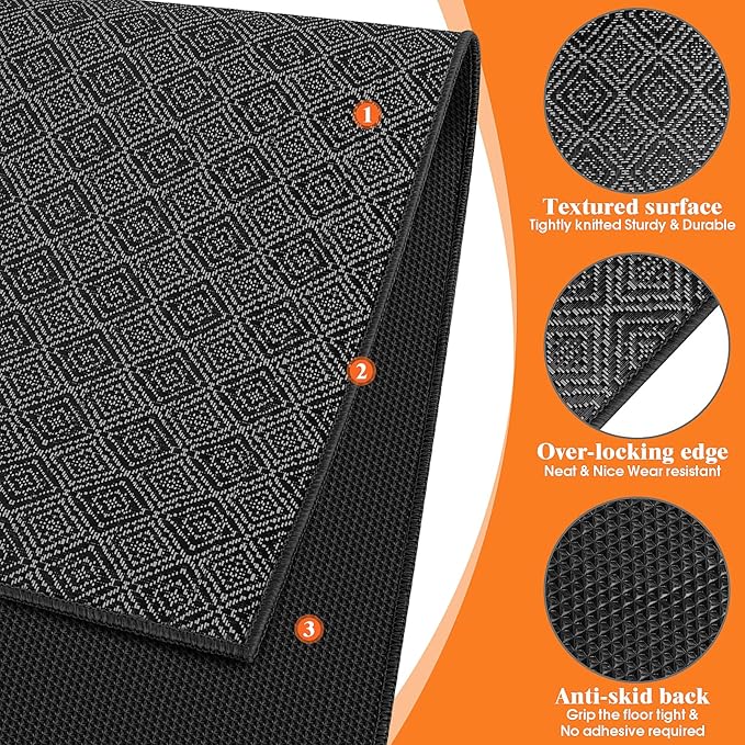 KMAT Office Chair Mat, 46x60in Heavy Duty Hardwood/Tile Floor Protector, Floor Mat Computer Desk Mat for Rolling Chairs, Work, Study, Office, Black