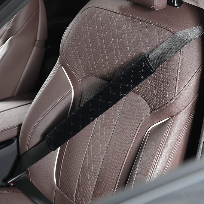 Seat Belt Cover Pad Car Accessories Car Seat Belt Pads Seatbelt Cushion Seatbelt Covers seat Belt Cover pad for Adults (2 Pack Black 15.5in)