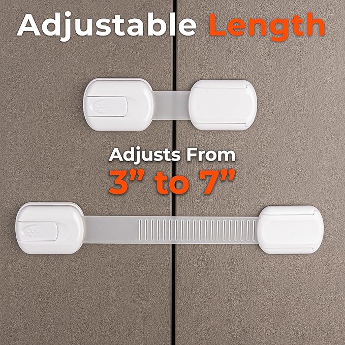 4-Pack Cabinet Locks Baby Proofing - Childproof Locks for Cabinets, Drawers, Cupboard, Refrigerator, Toilet Seat, Trash Can, Dishwasher