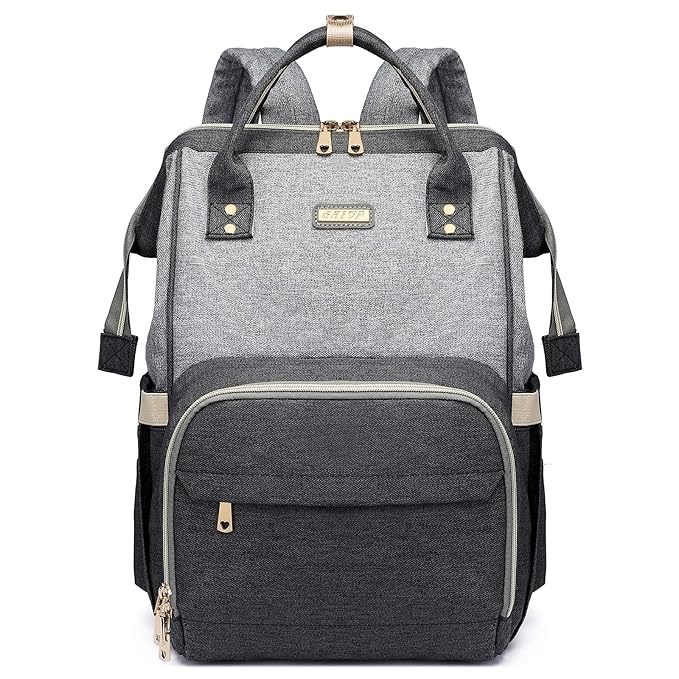 GAIVP Diaper Bag Backpack for Women, Baby Bags for Girls,Diaper Bag with Changing Pad, and Insulated Pockets (Dark Grey +Light Grey)