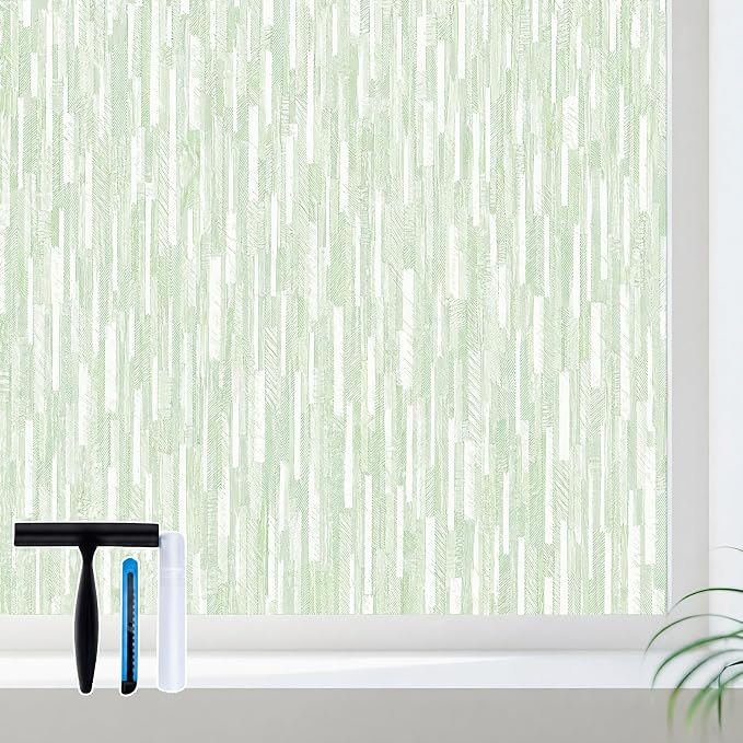 Volcanics Window Privacy Film with Installation Tools, Frosted Glass Window Film, Removable Window Clings for Home Office, Static Cling Opaque Stickers, UV Blocking 35.4 x 78.7 Inches