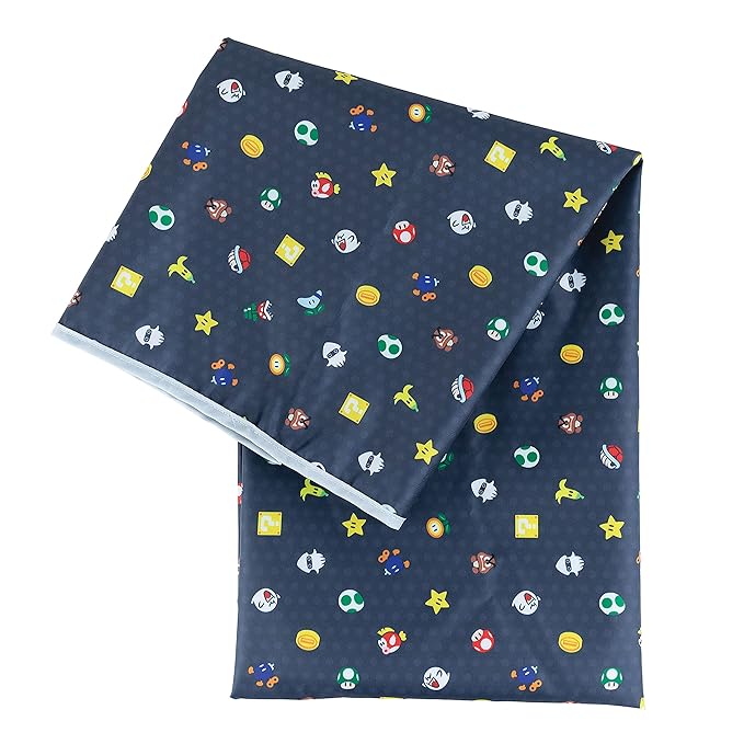 Bumkins Baby Splat Mat for Under High Chair, Babies Toddlers Eating Mess Mat, Waterproof Reusable Cloth for Arts and Crafts, Playtime Mat for Kids, Floor or Table, 42inx42in, Nintendo Super Mario