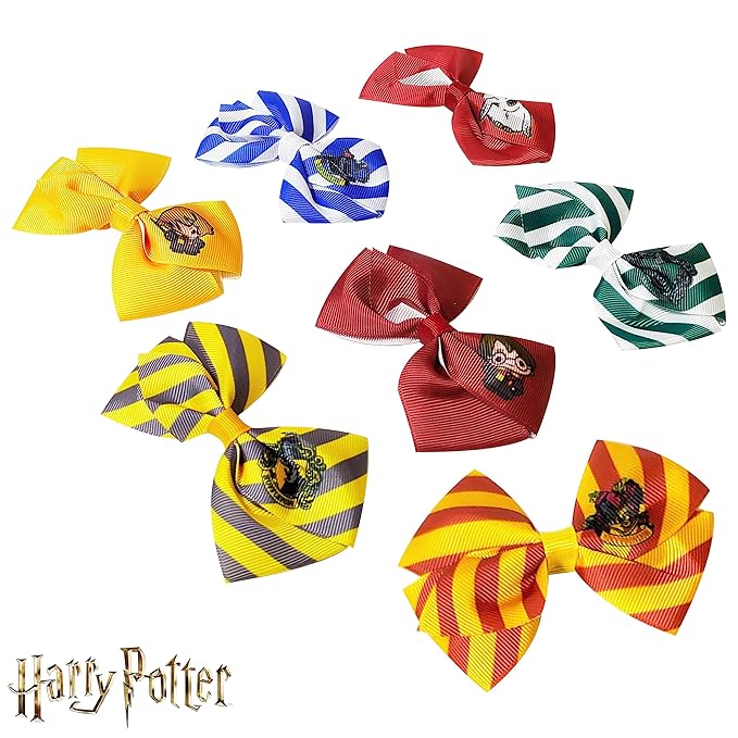 Harry Potter Hair Bows - Hair Accessories Gift Set - 7 Pcs 4 Inch Bundle - Hair Bows for Girls - Different character on each clip - Alligator Clip - Ages 3 +