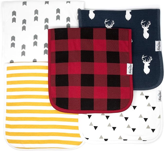 KiddyStar Premium 5-Pack Large Organic Cotton Burp Cloths – 3 Layers, Ultra Soft & Absorbent Burping Towel for Newborn Babies