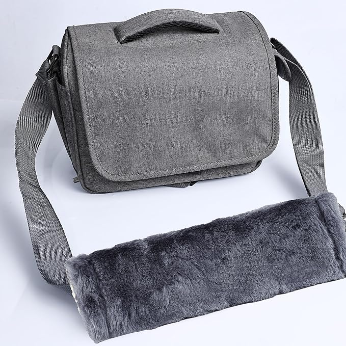 MOONET 2 Packs Car Seatbelt Covers Shoulder Pad for More Comfortable Driving, Universal Seat Belt Cover for Handbag Camera Backpack Straps, Soft Faux Sheepskin Wool Seat Belt Cushion (Dark Gray)